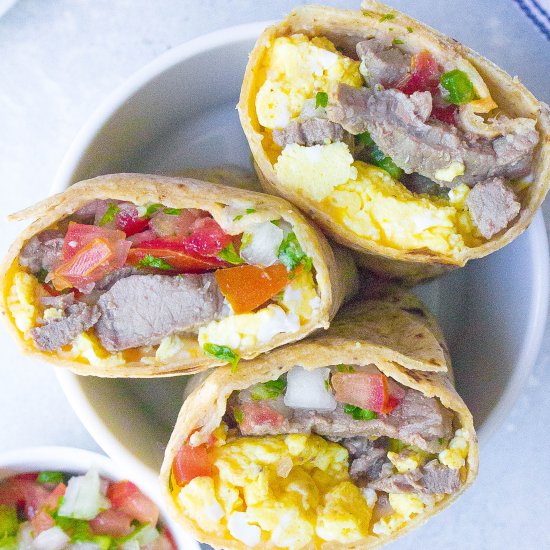 Steak and Egg Breakfast Burritos