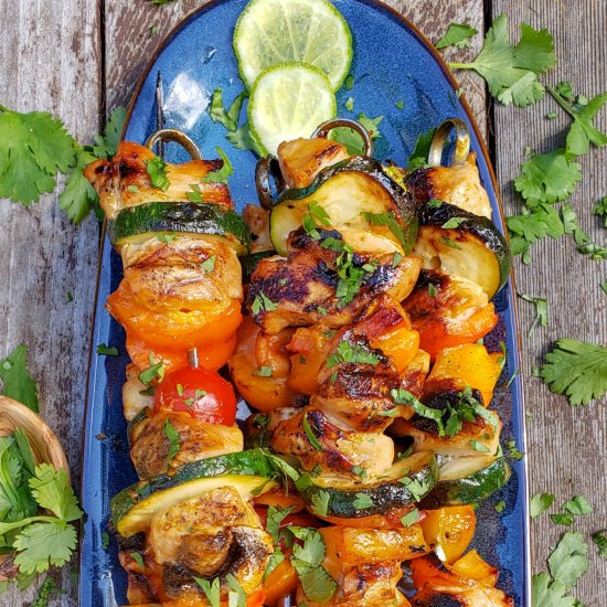 Lime Honey Sriracha Chicken Kebabs