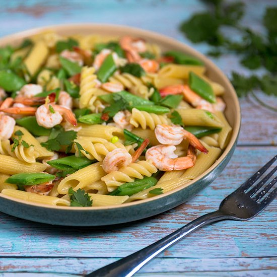 PASTA WITH SHRIMP & SUGAR SNAP PEAS