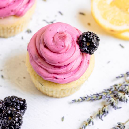 Lemon Lavender Blackberry Cupcakes