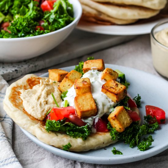 Vegan Greek Lemon Tofu Naanwiches