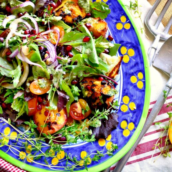 Grilled Halloumi and Peach Salad