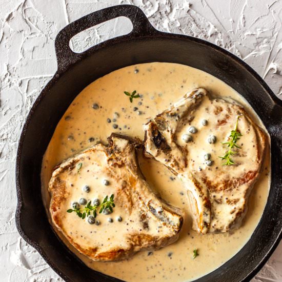 Pork Chops with Mustard & Capers