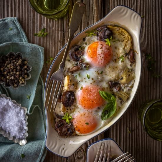 Eggs with Mushrooms & Artichokes