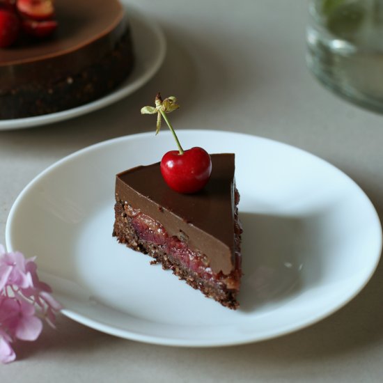 Vegan Dark Chocolate Cherry Tart