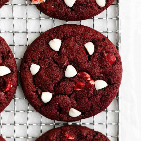 White Chocolate Red Velvet Cookies