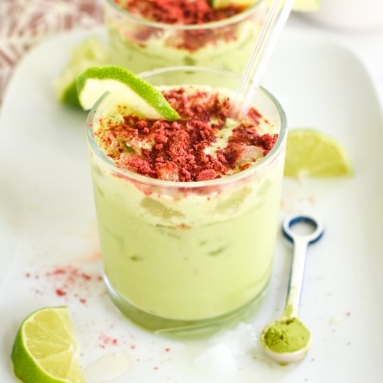 Strawberry-Lime Iced Matcha Latte