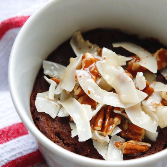 German Chocolate Mug Cake (vegan)