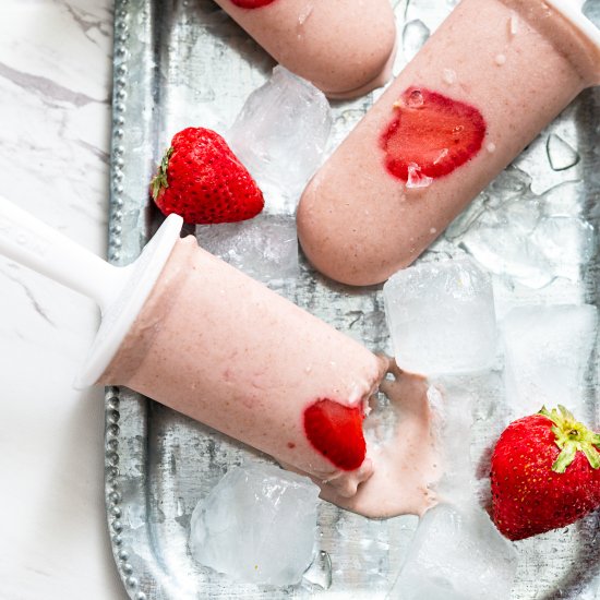 Strawberry Oat Milk Popsicles