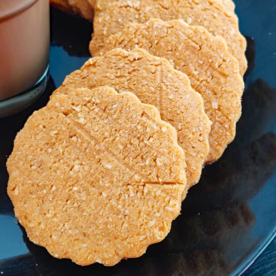 Eggless Wheat Coconut Cookies