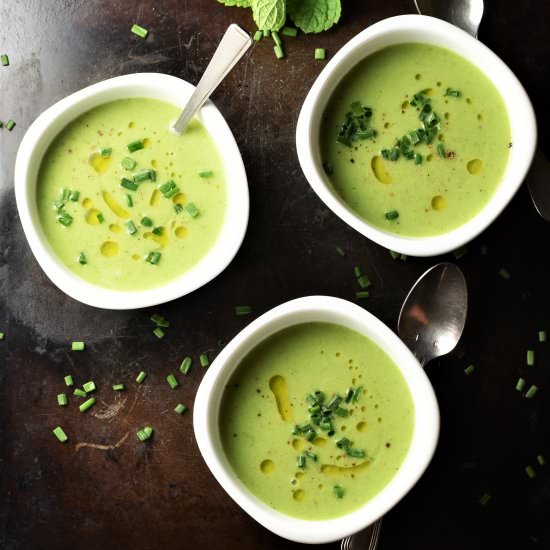 Cold Cucumber Soup with Peas