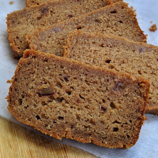 Eggless Sugarless Wheat Banana Cake