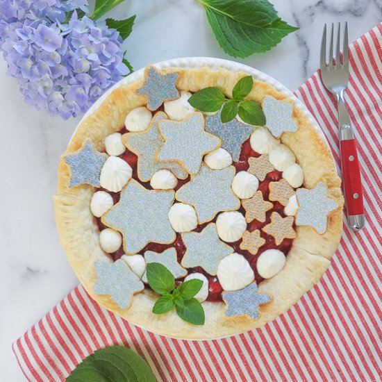 Red, White, & Blue Strawberry Pie