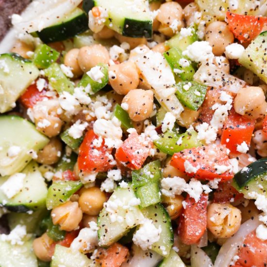 Simple Chickpea Mediterranean Salad