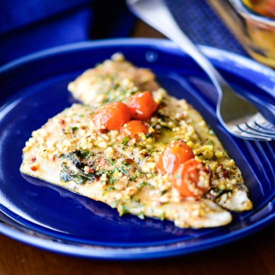 Flounder with Tomatoes and Basil