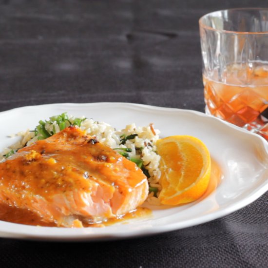 Bourbon Old Fashioned Glazed Salmon