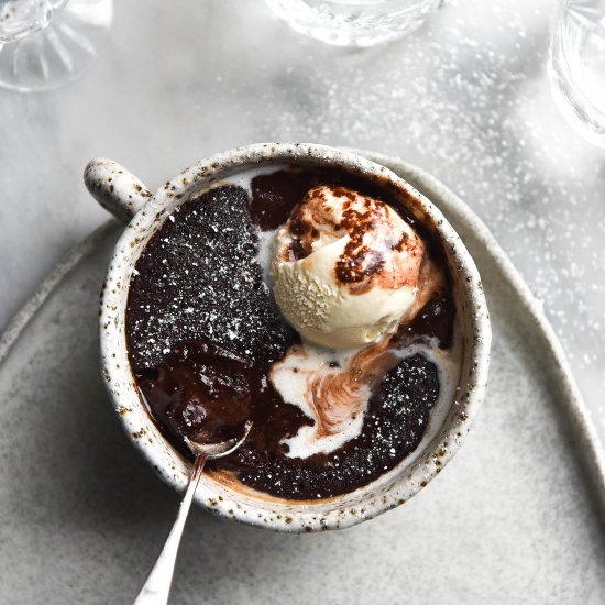 refined sugar +gluten free mug cake