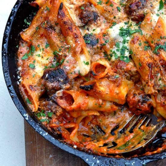 Chipotle Meatball Pasta Bake