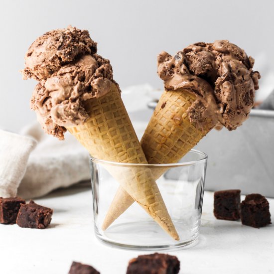 No Churn Brownie Ice Cream