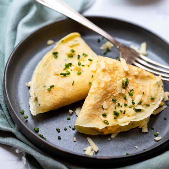 French Crepes with Eggs and Cheddar