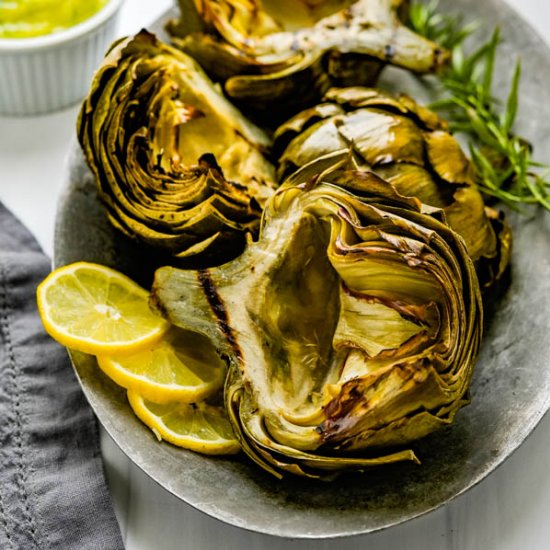 Grilled Smoked Artichokes