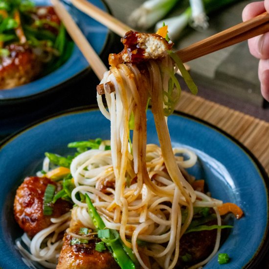 Spicy Chicken Meatball Rice Noodle