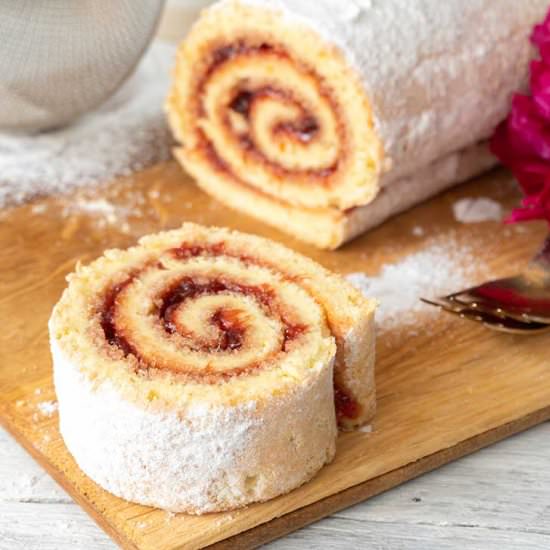 Vegan Vanilla Swiss Roll with Jam