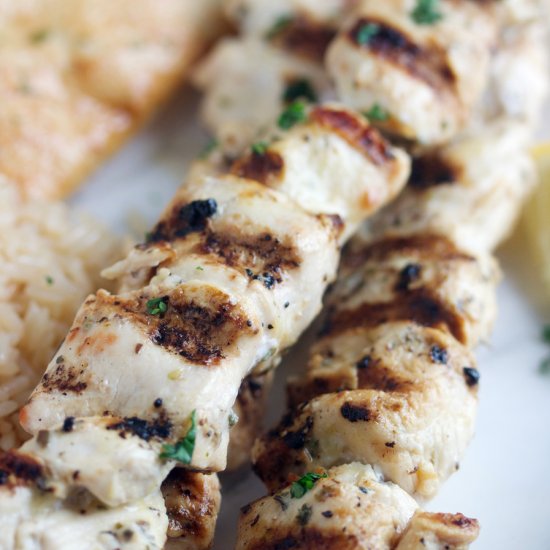 Greek Chicken Souvlaki & Lemon Rice