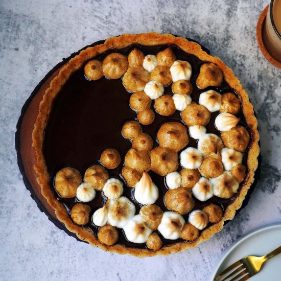 Coffee Custard Meringue Tart