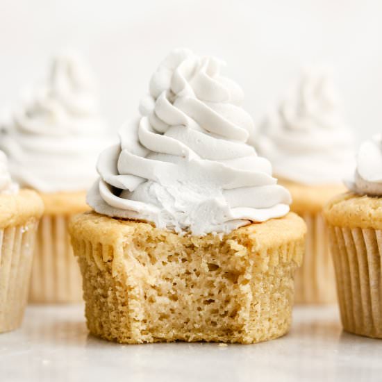 vegan + gluten free vanilla cupcake