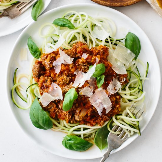 Zucchini Noodle Spaghetti Bolognese