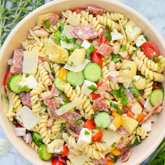 White Bean Salami Pasta Salad