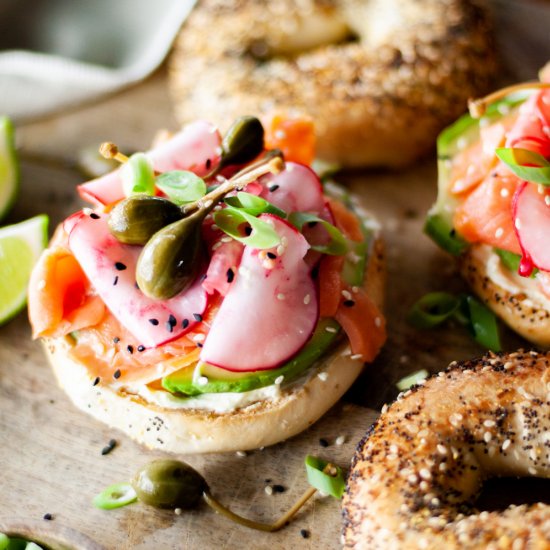 Everything Bagels with Smoked Trout