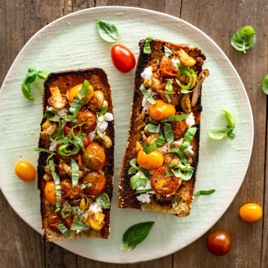 Ricotta Toast with Sautéed Mushroom