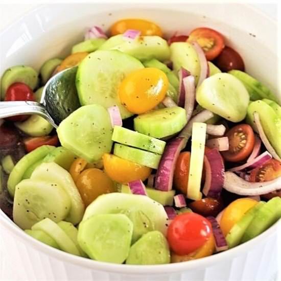 cucumber, tomato & onion salad