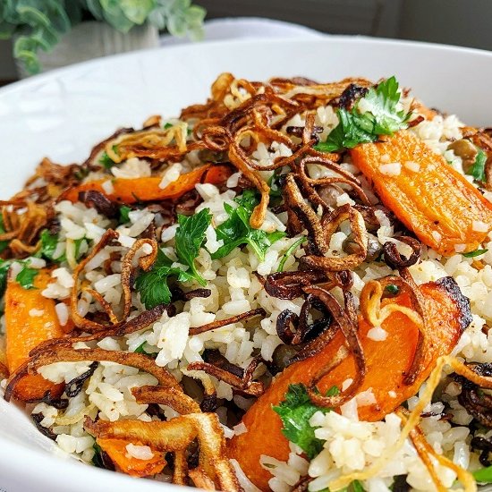 Crispy Fried Onion & Roasted Carrot