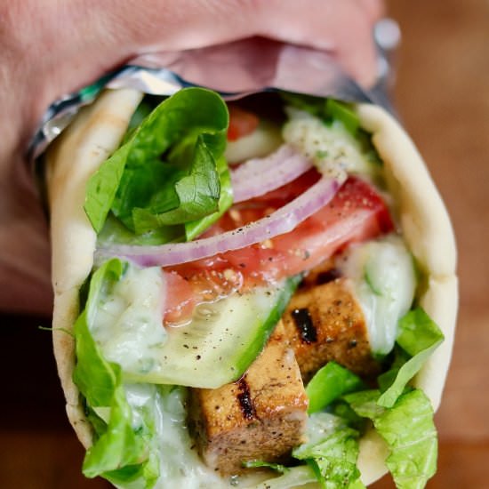 Vegan Gyros with Grilled Tofu!