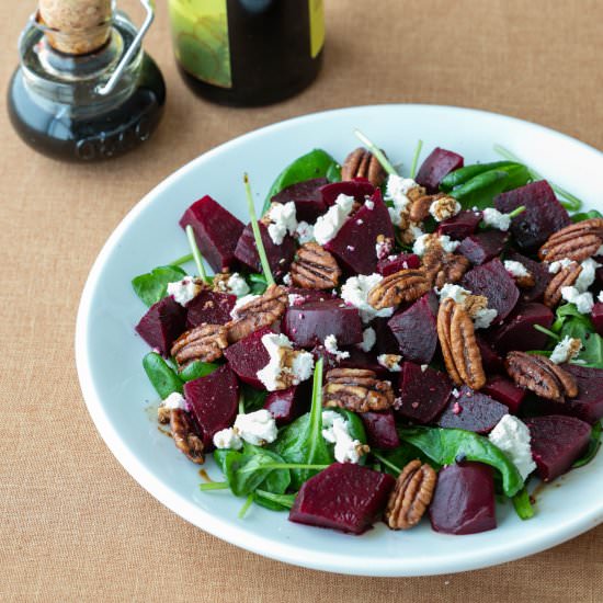 Spinach Beet Salad with Goat Cheese