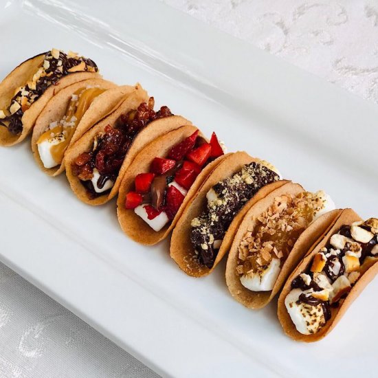 7 S’more Dessert Tacos (Indoor fun)