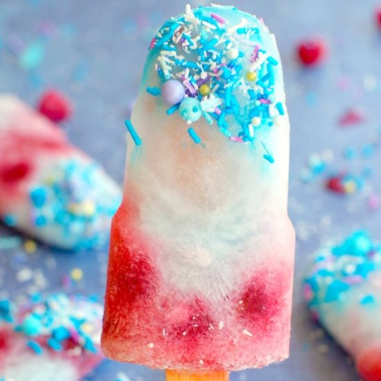 Coconut Blue Raspberry Popsicles