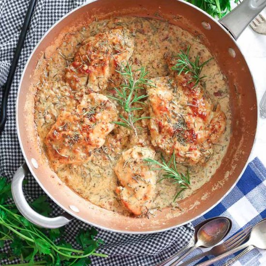 Chicken with White Wine Cream Sauce