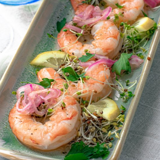 Cold Poached Shrimp in White Wine