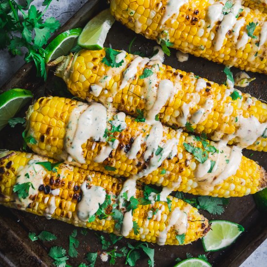 Grilled Corn & Habanero Honey Mayo