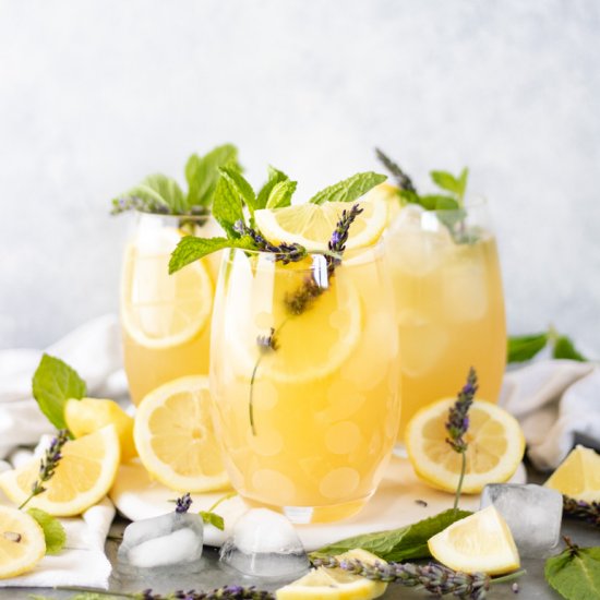 Boozy Mint-Lavender Lemonade Punch