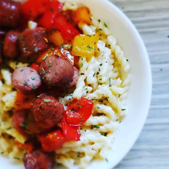 Sausage & Peppers Beer Cheese Pasta