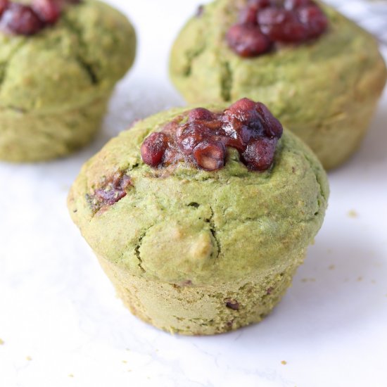 Vegan matcha anko muffins