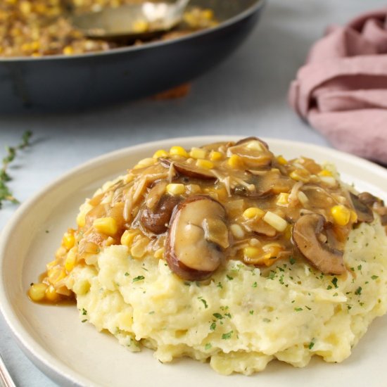 Corn and mushroom stroganoff