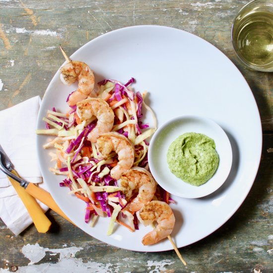 Shrimp with Herbed Pistachio Sauce