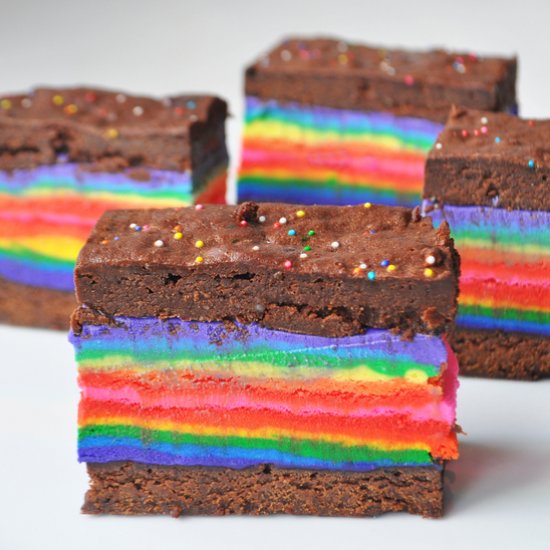 Rainbow Brownie Ice Cream Sandwich