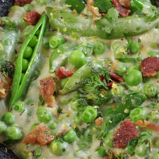 Creamy Snap Peas with Bacon